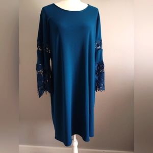 Alfani  Dress Women  size 16 color Emeralds green Cap Sleeves A Line Pull On